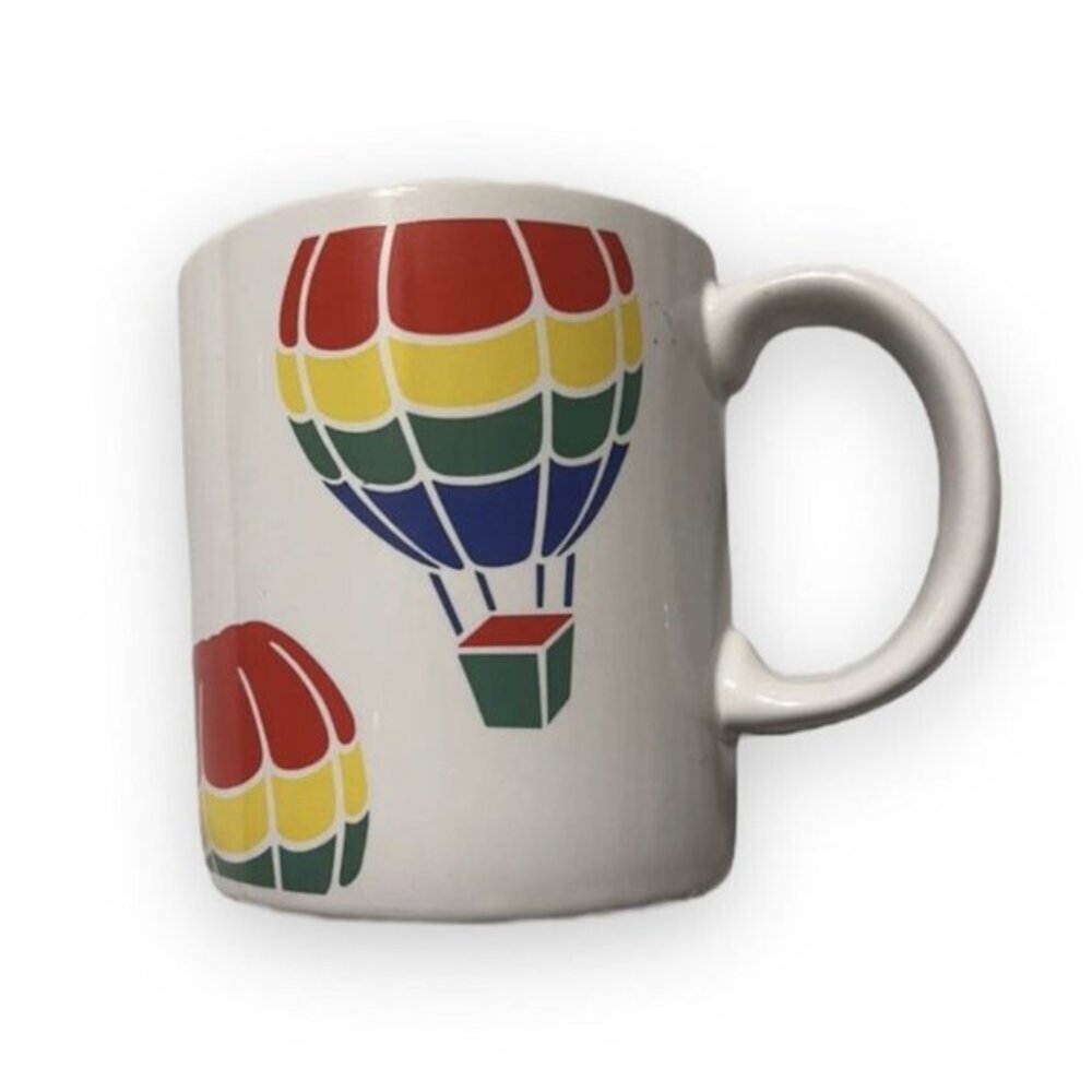 Vintage 80s Pick Me Up Bouquet Rainbow Hot Air Balloon Coffee Tea Mug